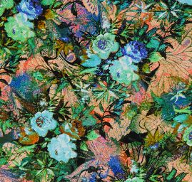 Úplet jemný viskozový květy modré růže