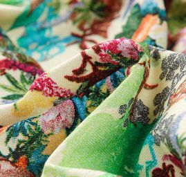 Úplet jemný viskozový květy oranžové růže