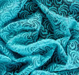 Organza vyšívaná květinový ornament tyrkysová