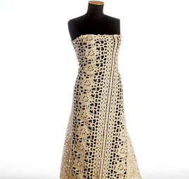 Krajka hrubá velký květinový vzor béžovosmetanová