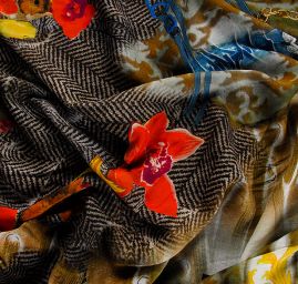 Voál bavlna směs ornament