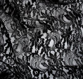 Pružná krajka jemná květy černé