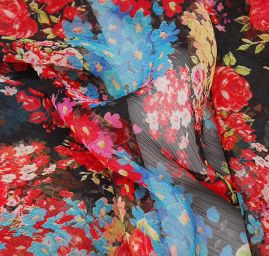 Plisovaný šifon květy 