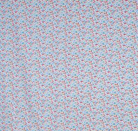 Bavlna směs kytičky červenomodrá/smetana