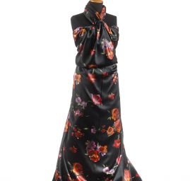 Satén květinový motiv 