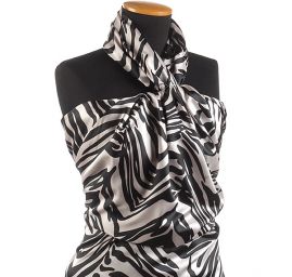 Satén pružný motiv zvířecí černý/lomená bílá