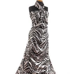 Satén pružný motiv zvířecí černý/lomená bílá kupón 3 m za cenu 2 m