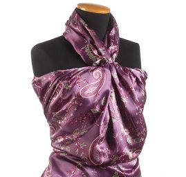 Satén vzor nepružný paisley fialový