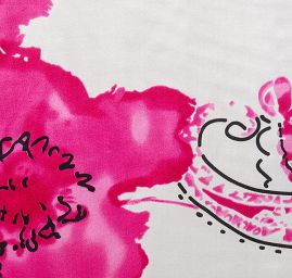 Hedvábný satén vzor paisley růžový