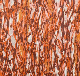 Hedvábný satén abstraktní motiv hnědý 