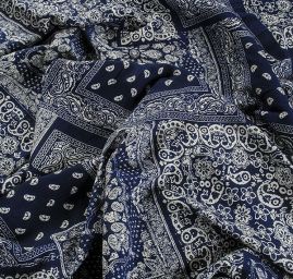 Viskozová šatovka kreš patchwork modrá/slonová kost