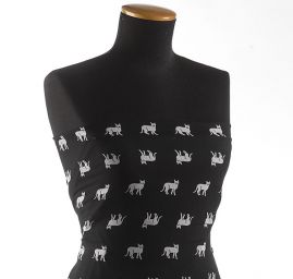 Šifon jemný kočičky černobílý