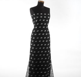 Šifon jemný kočičky černobílý