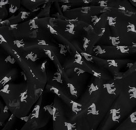 Šifon jemný kočičky černobílý