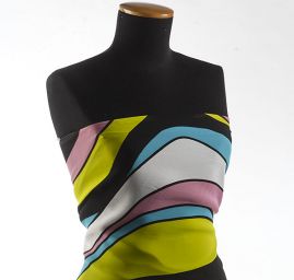 Šifon viskozový duhový zelenorůžový