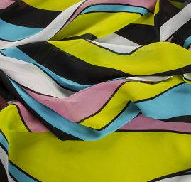 Šifon viskozový duhový zelenorůžový