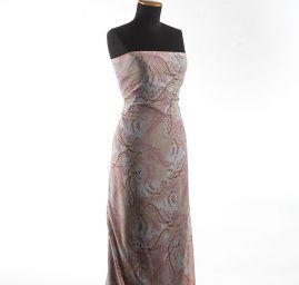 Šifon kreš starorůžový paisley vzor