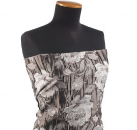 Žakárová látka květinový vzor hnědorůžová