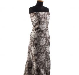 Žakárová látka květinový vzor hnědorůžová