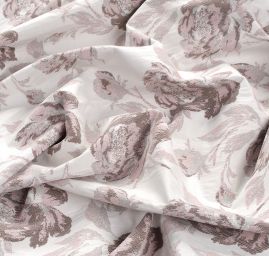 Žakárová látka květinový vzor hnědorůžová