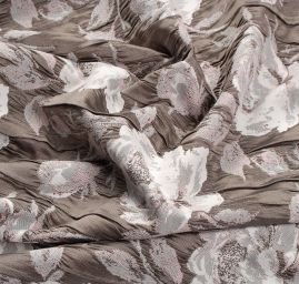 Žakárová látka květinový vzor hnědorůžová