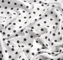 Viskozová šatová látka puntík černá/bílá