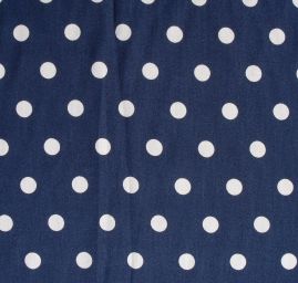 Viskozová šatová látka puntík bílá/tm.modrá