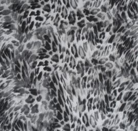 Viskozová šatová látka zvířecí motiv černá