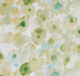 Viskozová šatová látka rozpité květy zelená