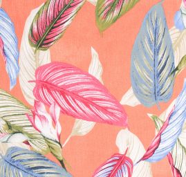 Viskozová šatová látka listy světle oranžová