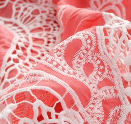 Krajka madeira květinová bordura s krajkou růžová