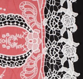Krajka madeira květinová bordura s krajkou růžová