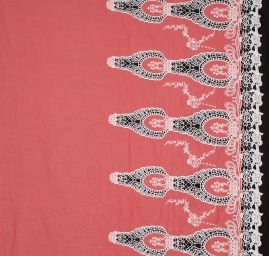 Krajka madeira květinová bordura s krajkou růžová