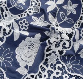 Krajka madeira květinová bordura s krajkou modrá