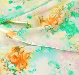 Hedvábný satén zelenkavý+šifon