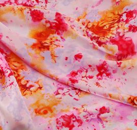 Hedvábný satén růžový + šifon