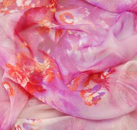 Hedvábný šifon fialkový+ satén