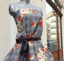 Krepdešín imitace hedvábí vzor Esterházy/růže