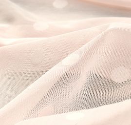 Transparentní pletenina pružný tyl puntík růžový