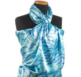 Satén nepružný zvířecí motiv modrý