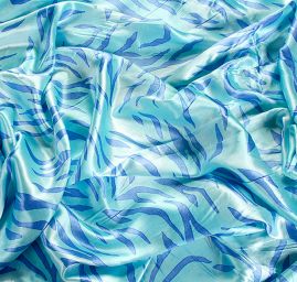 Satén nepružný zvířecí motiv modrý