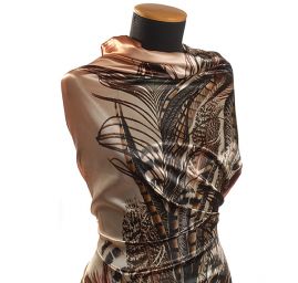 Satén vzor paví pera a zvířecí motiv