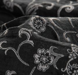 Žakárová látka na sukně oboustranná černá/bílá II.jakost