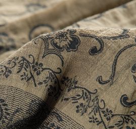 Žakárová látka oboustranná béžovozelená 