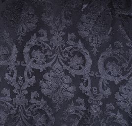 Žakárová tenká tkanina motiv květů černá 