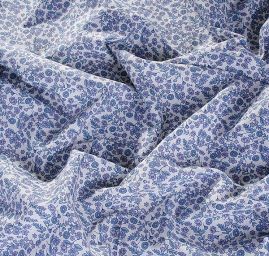 Bavlna směs kytičkový motiv modrá/smetana