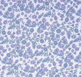 Bavlna směs kytičkový motiv modrá/smetana