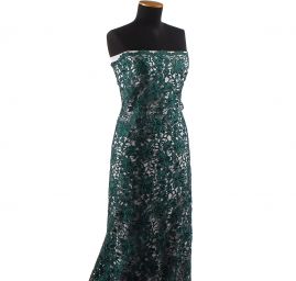 Efektní hrubá krajka vzor květů v tmavě zelená