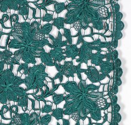Efektní hrubá krajka vzor květů v tmavě zelená