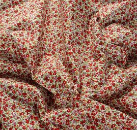 Bavlna směs kytičky červená/starorůžová/žlutá